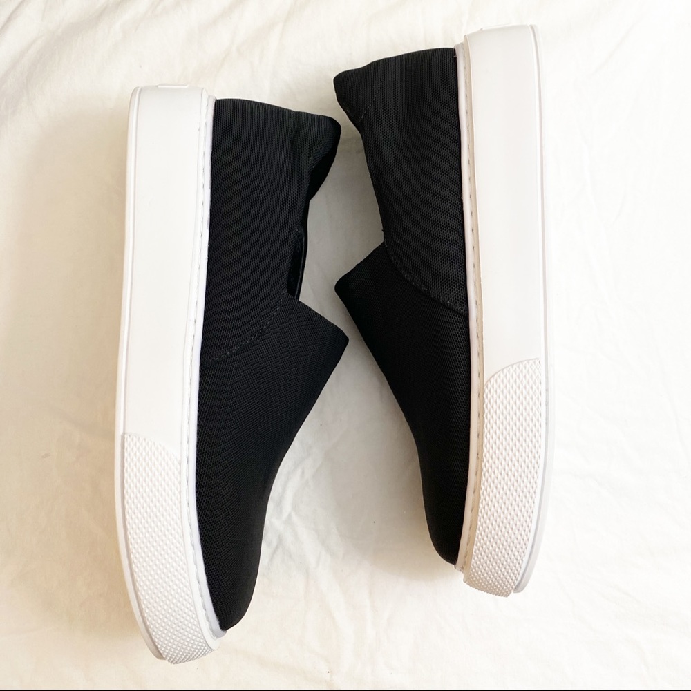 J/Slides NYC Dusty Black Canvas Slip On Platform Sneakers Size 7